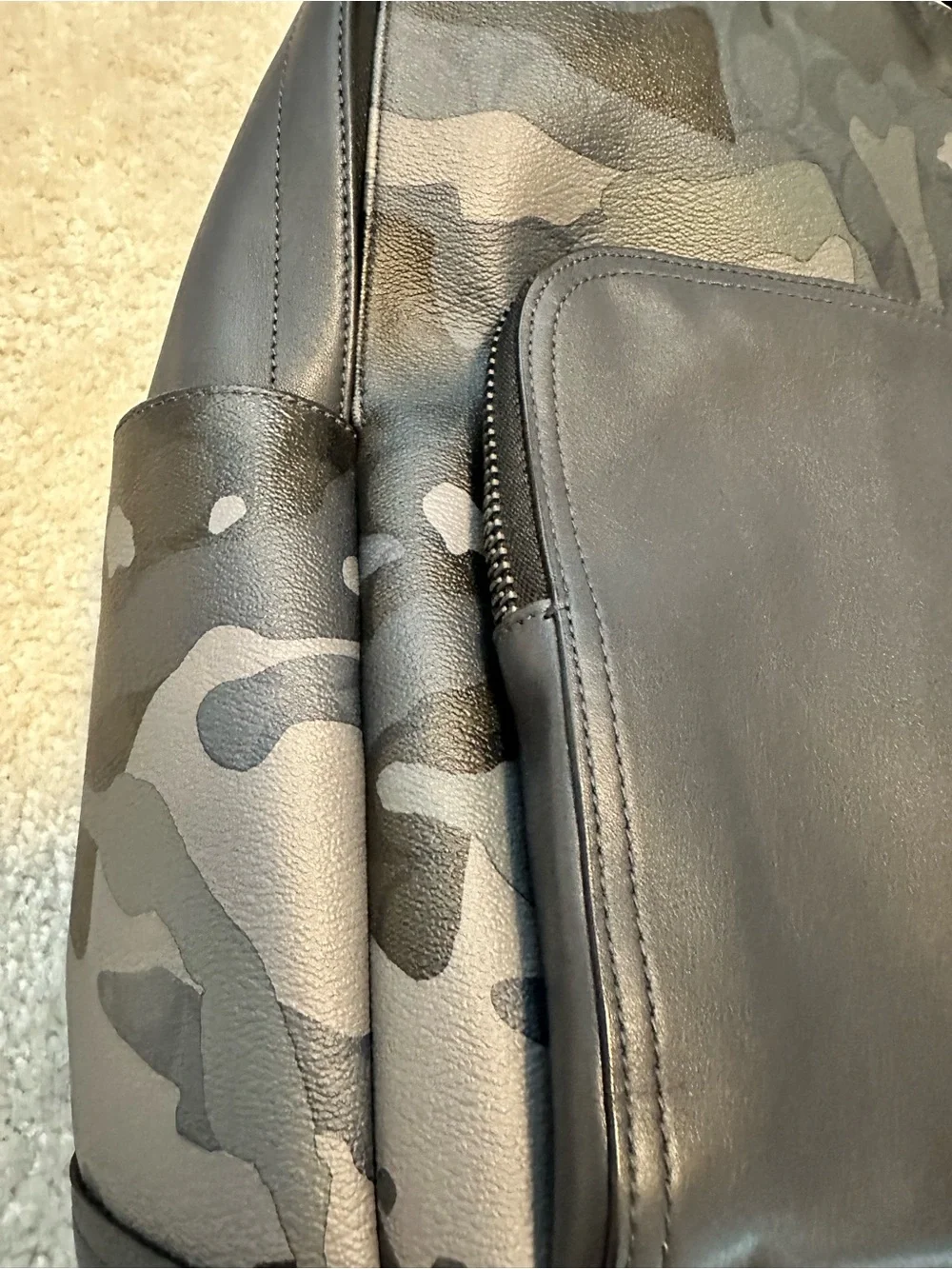 Coach Men’s Blue & Gray Camo Leather Backpack